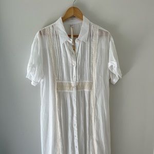 Uncle Frank 100% linen white midi length dress or duster